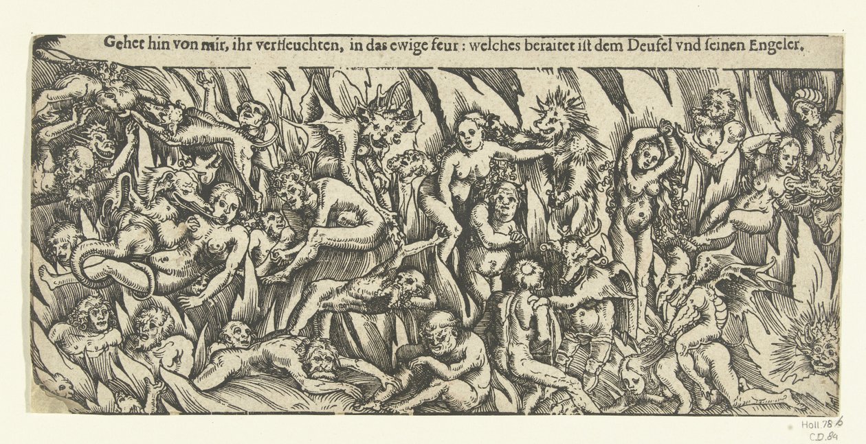 Piekło z demonami i potępionymi w wiecznym ogniu autorstwa Lucas Cranach
