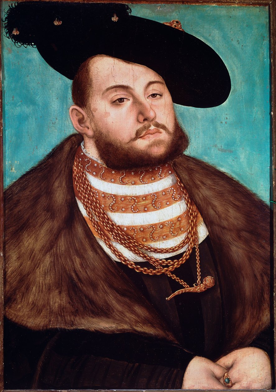 Portret Jana Fryderyka II Wielkiego, elektora saskiego autorstwa Lucas Cranach