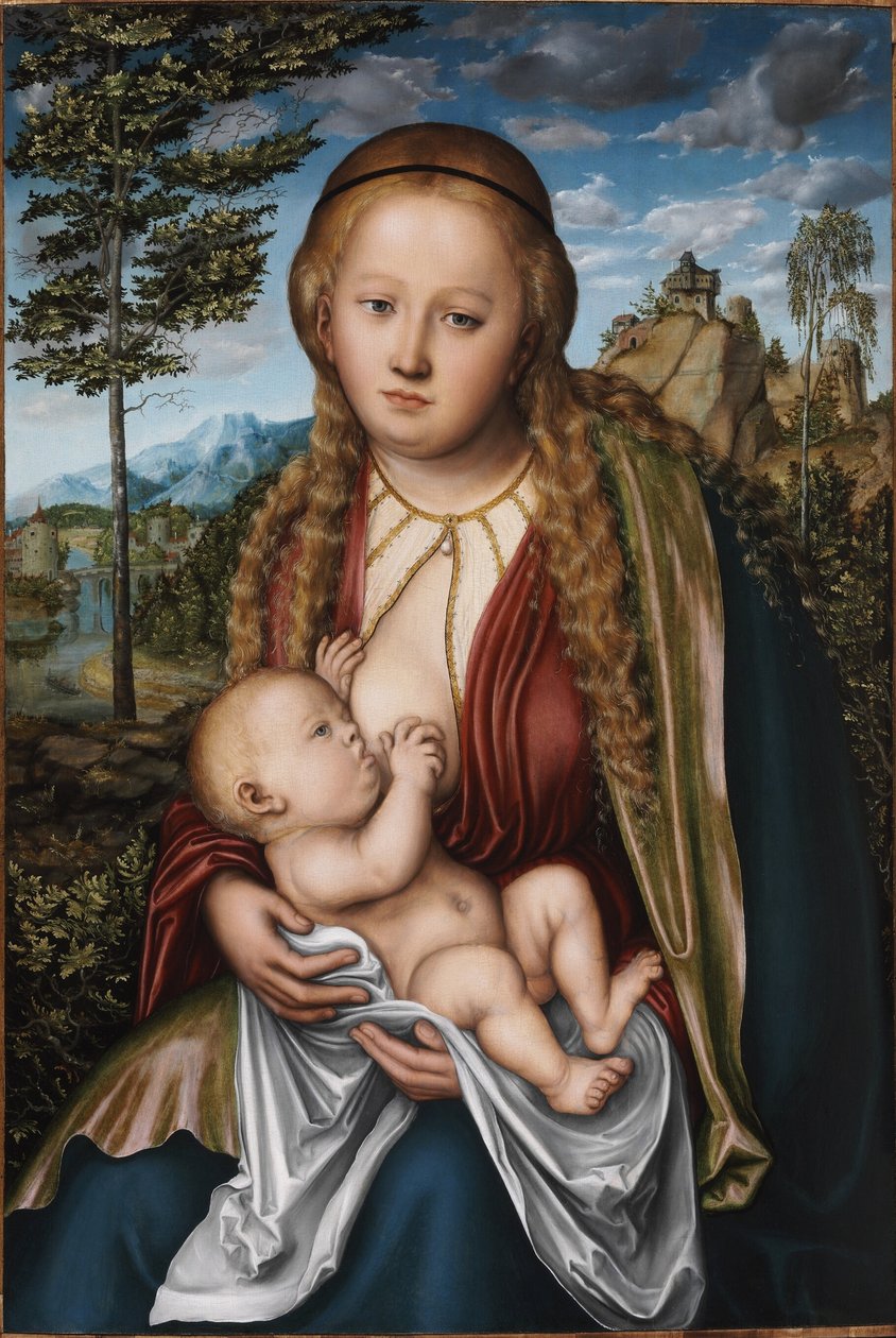Dziewica karmiąca dziecko - Lucas Cranach Starszy autorstwa Lucas Cranach