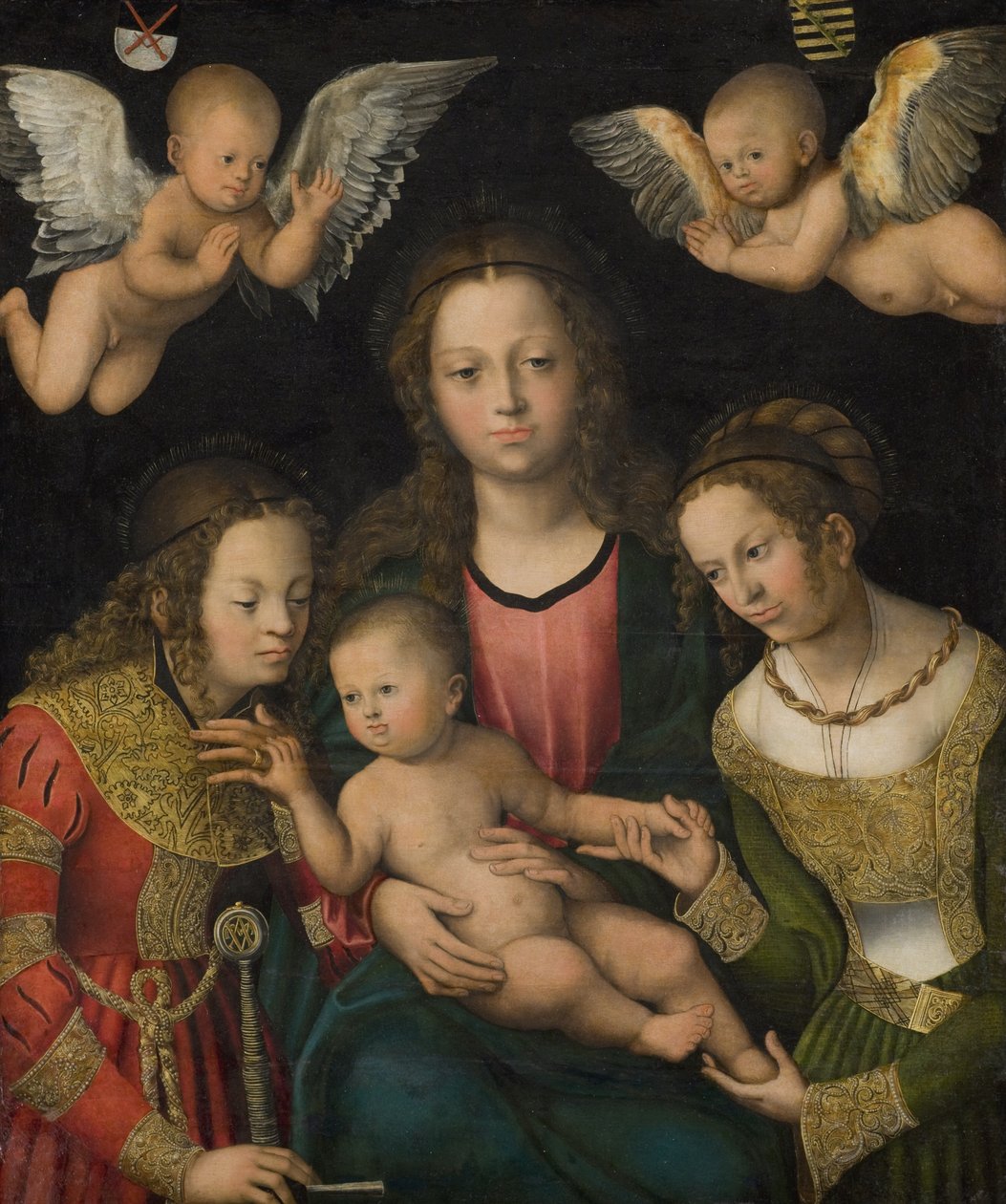 Dziewica z Dzieciątkiem ze świętymi Katarzyną i Barbarą autorstwa Lucas Cranach d.Æ.