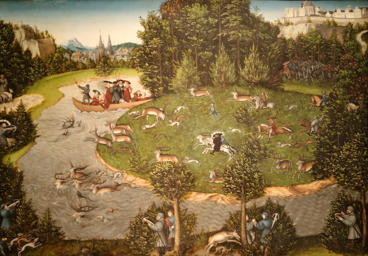 Polowanie na jelenia z elektorem Fryderykiem Mądrym autorstwa Lucas Cranach the Elder