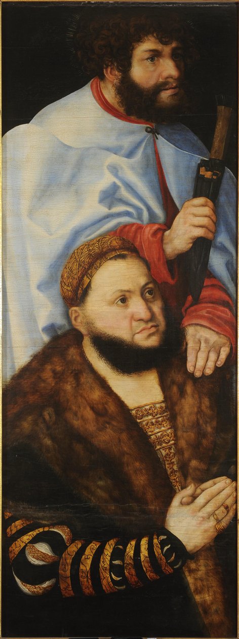 Ołtarz Dziewicy lub tak zwany Ołtarz Książąt [lewe skrzydło] autorstwa Lucas Cranach the Elder