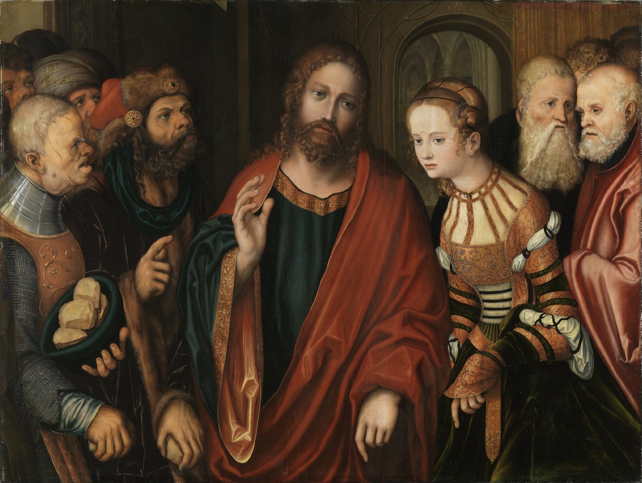 Chrystus i niewiasta przyłapana na cudzołóstwie autorstwa Lucas Cranach the Elder