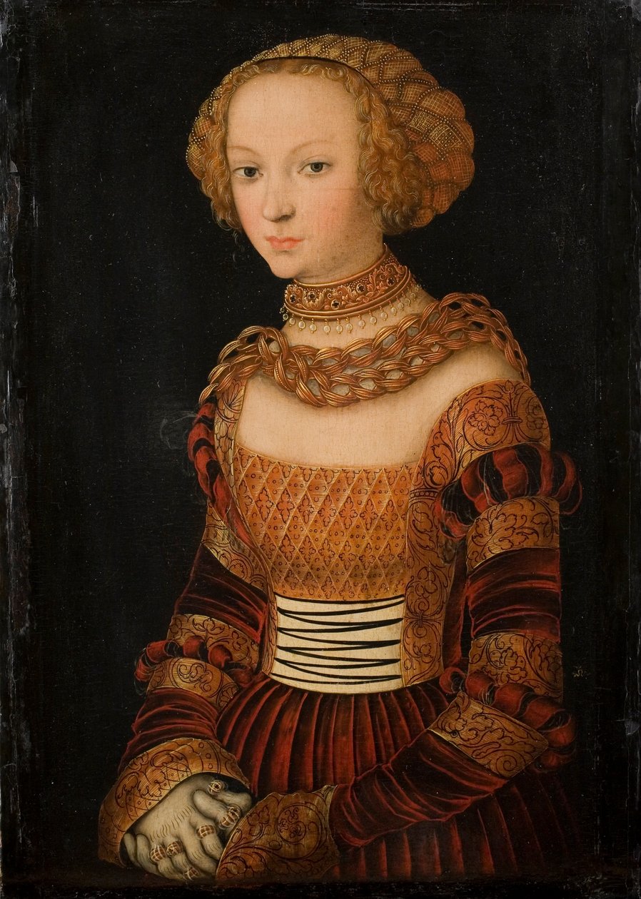 Duński: Portret młodej kobiety. Księżniczka Emilie z Saksonii  Portret młodej kobiety. Księżniczka Emilia z Saksonii autorstwa Lucas Cranach the Elder