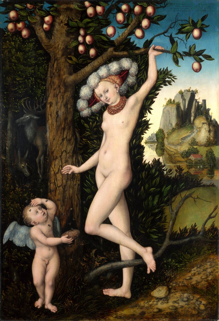 Amor skarży się Wenus Kupidyn skarży się Wenus autorstwa Lucas Cranach the Elder