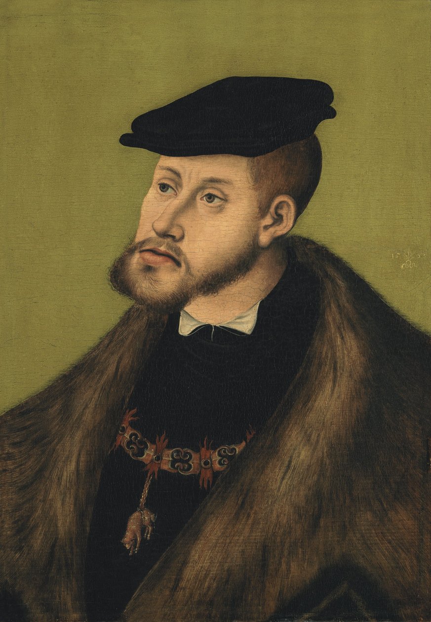 niemiecki: Bildnis Kaiser Karls V. Portret cesarza Karola V autorstwa Lucas Cranach the Elder