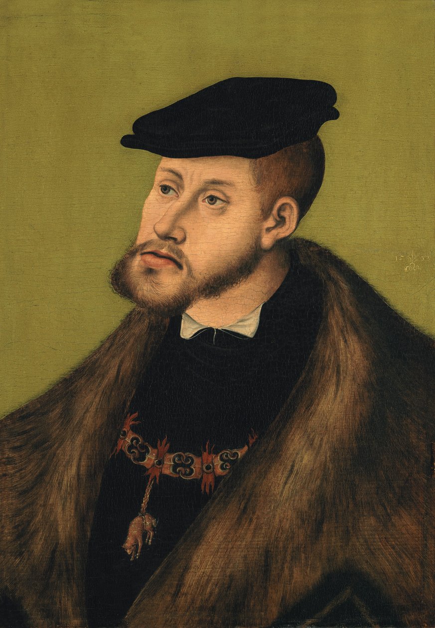 niemiecki: Bildnis Kaiser Karls V. Portret cesarza Karola V autorstwa Lucas Cranach the Elder