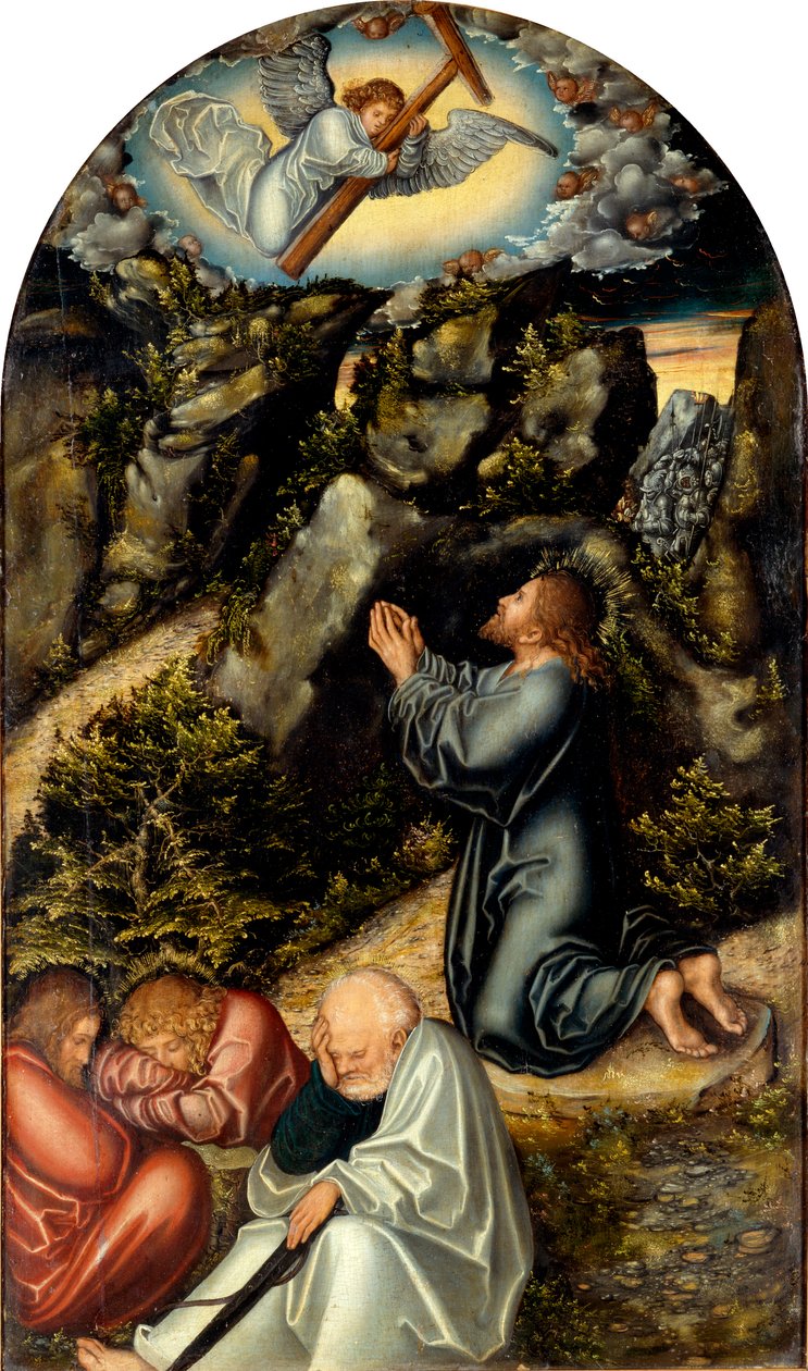 Język niemiecki: Christus am Ölberg Agony in the Garden autorstwa Lucas Cranach the Elder