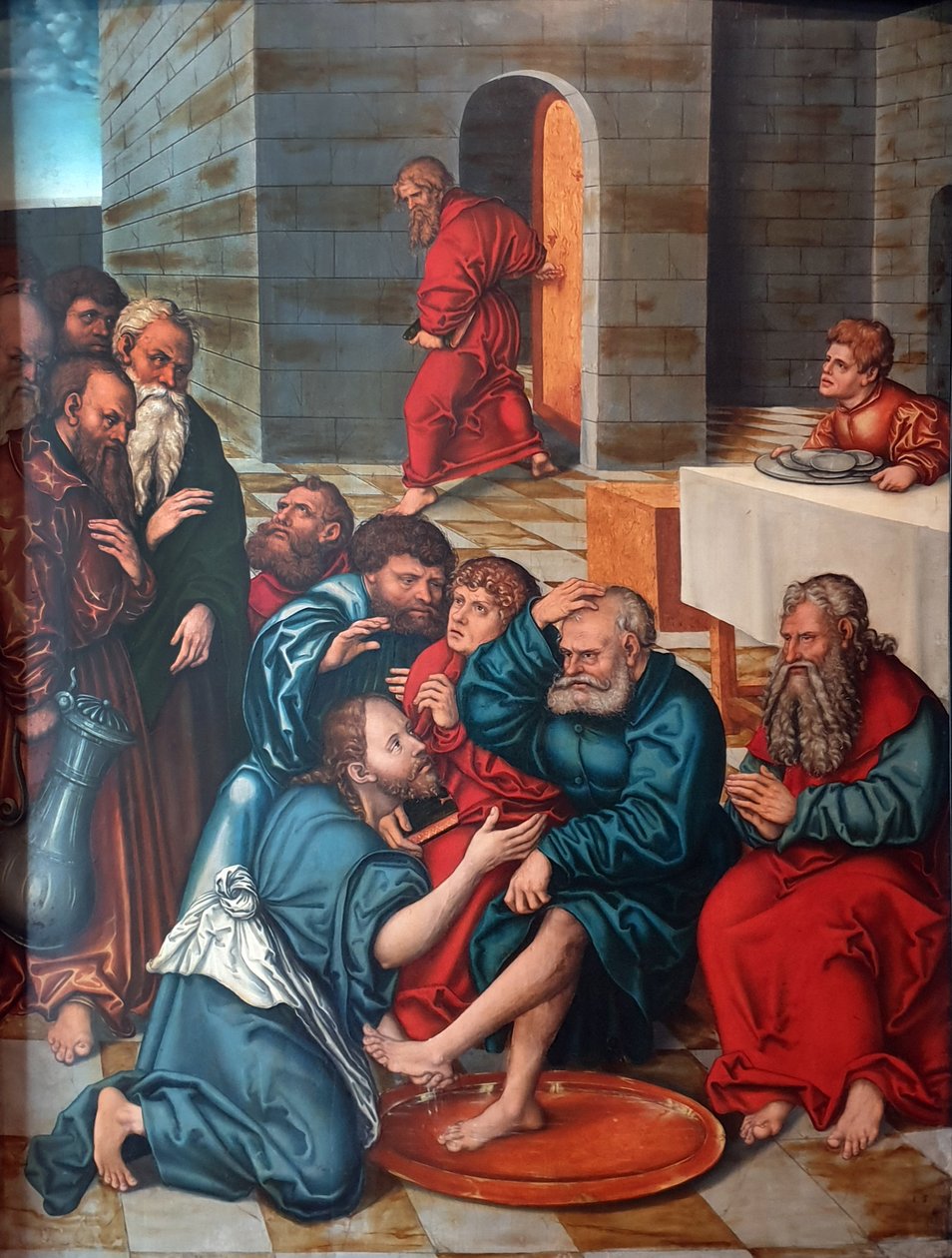 Die Fußwaschung der Apostel Cykl Męki Pańskiej: Chrystus umywa nogi apostołom autorstwa Lucas Cranach the Elder