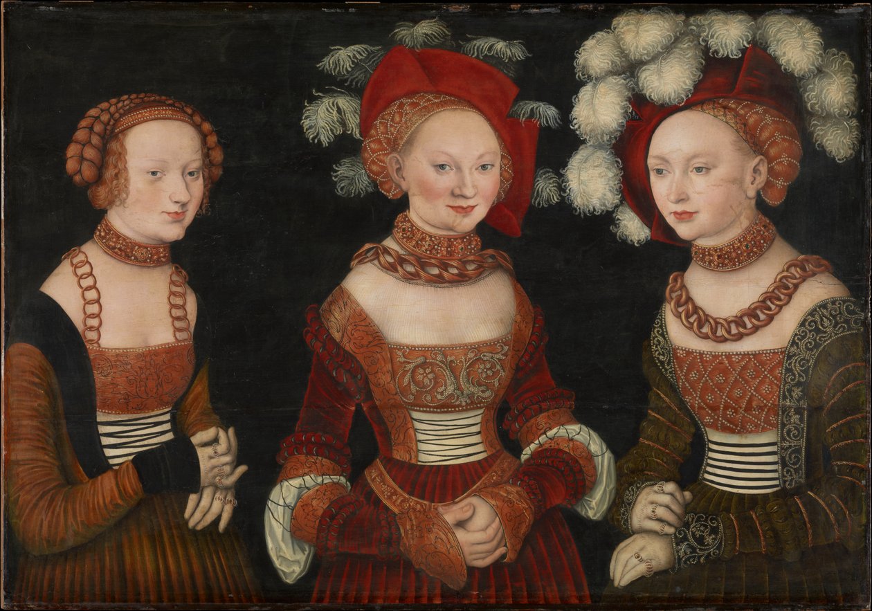 Die Prinzessinnen Sibylla (1515-1592), Emilia (1516-1591) und Sidonia (1518-1575) von Sachsen Księżniczki Saksonii Sibylla (1515-1592), Emilia (1516-1591) i Sidonia (1518-1575) autorstwa Lucas Cranach the Elder