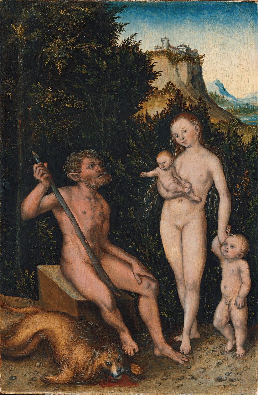 Niemiecki: Familie der Naturmenschen / Faunenfamilie Rodzina dzikich ludzi / Rodzina faunów autorstwa Lucas Cranach the Elder