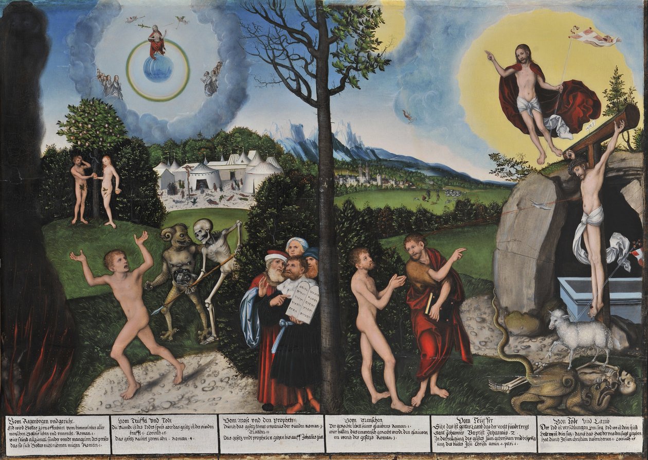 Niemiecki: Gesetz und Gnade Potępienie i odkupienie / Prawo i łaska autorstwa Lucas Cranach the Elder