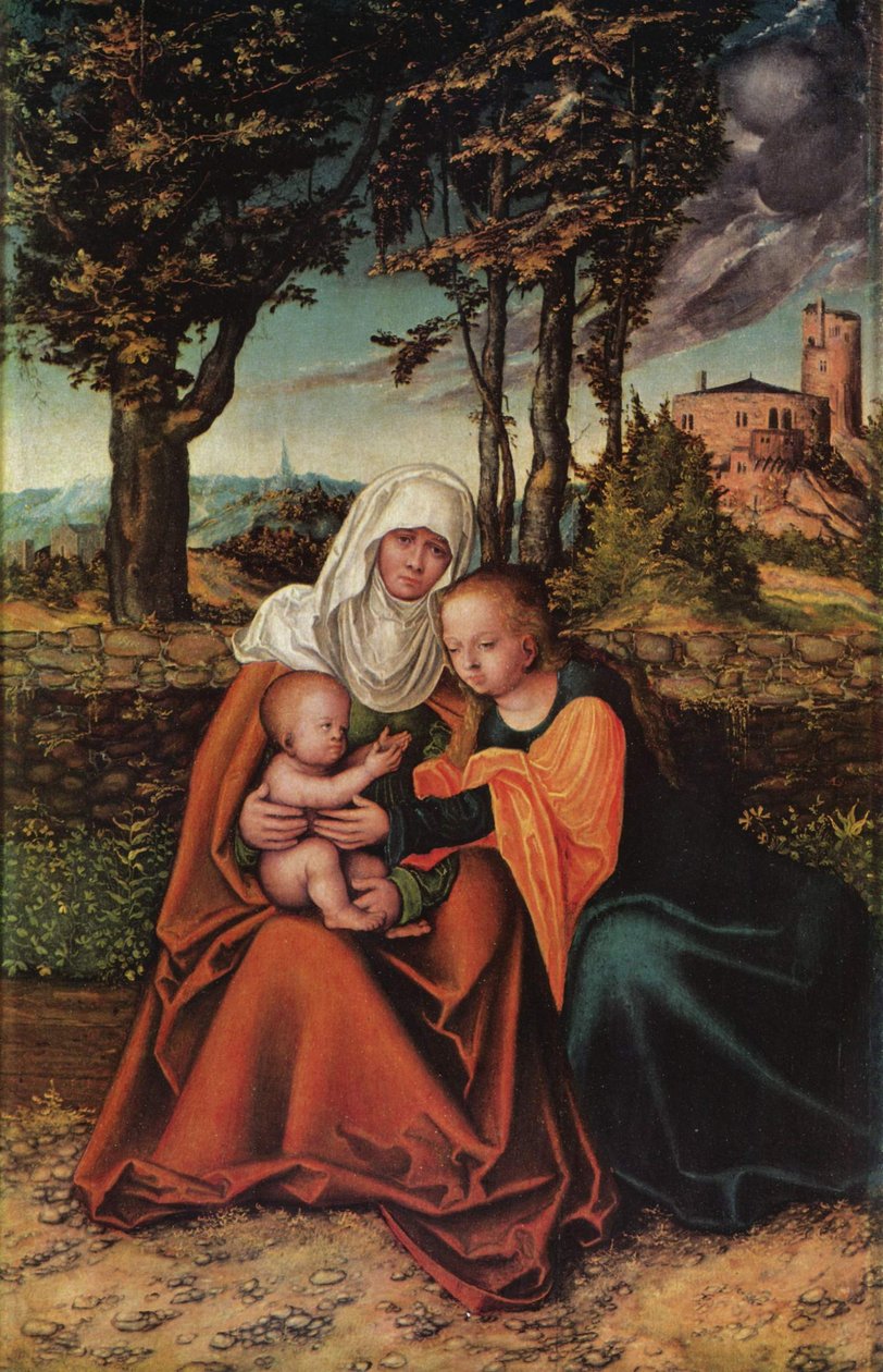 Niemcy: Hl. Anna Selbdritt Dziewica z Dzieciątkiem i św. Anną autorstwa Lucas Cranach the Elder