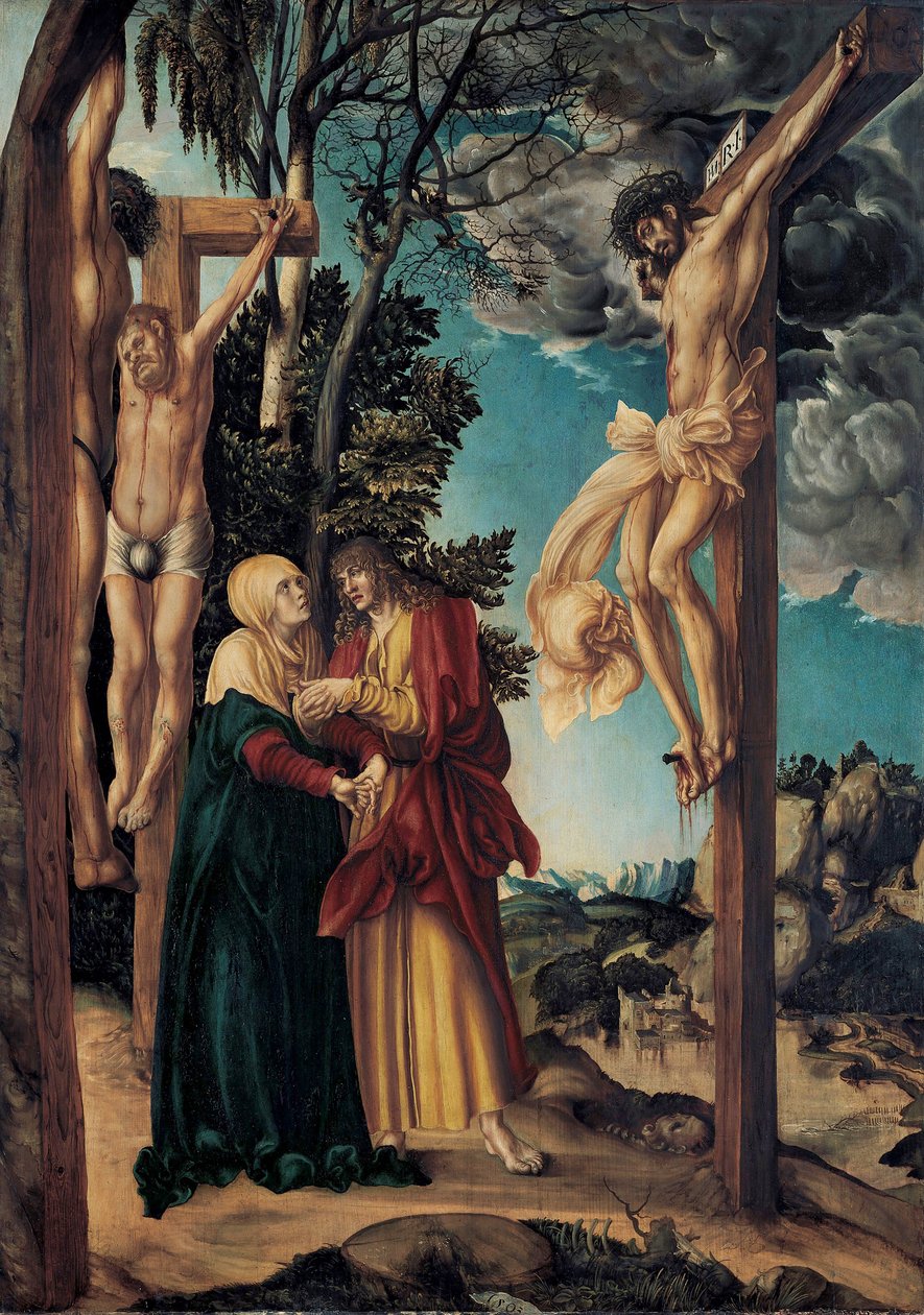 Klage unter dem Kreuz Opłakiwanie Chrystusa / Ukrzyżowanie w Schleißheim autorstwa Lucas Cranach the Elder