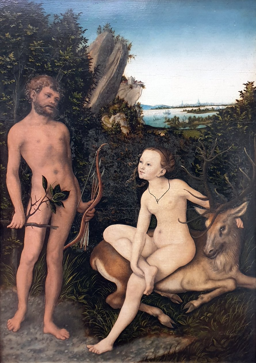 niemiecki: Landschaft mit Apoll und Diana Apollo i Diana w zalesionym krajobrazie autorstwa Lucas Cranach the Elder