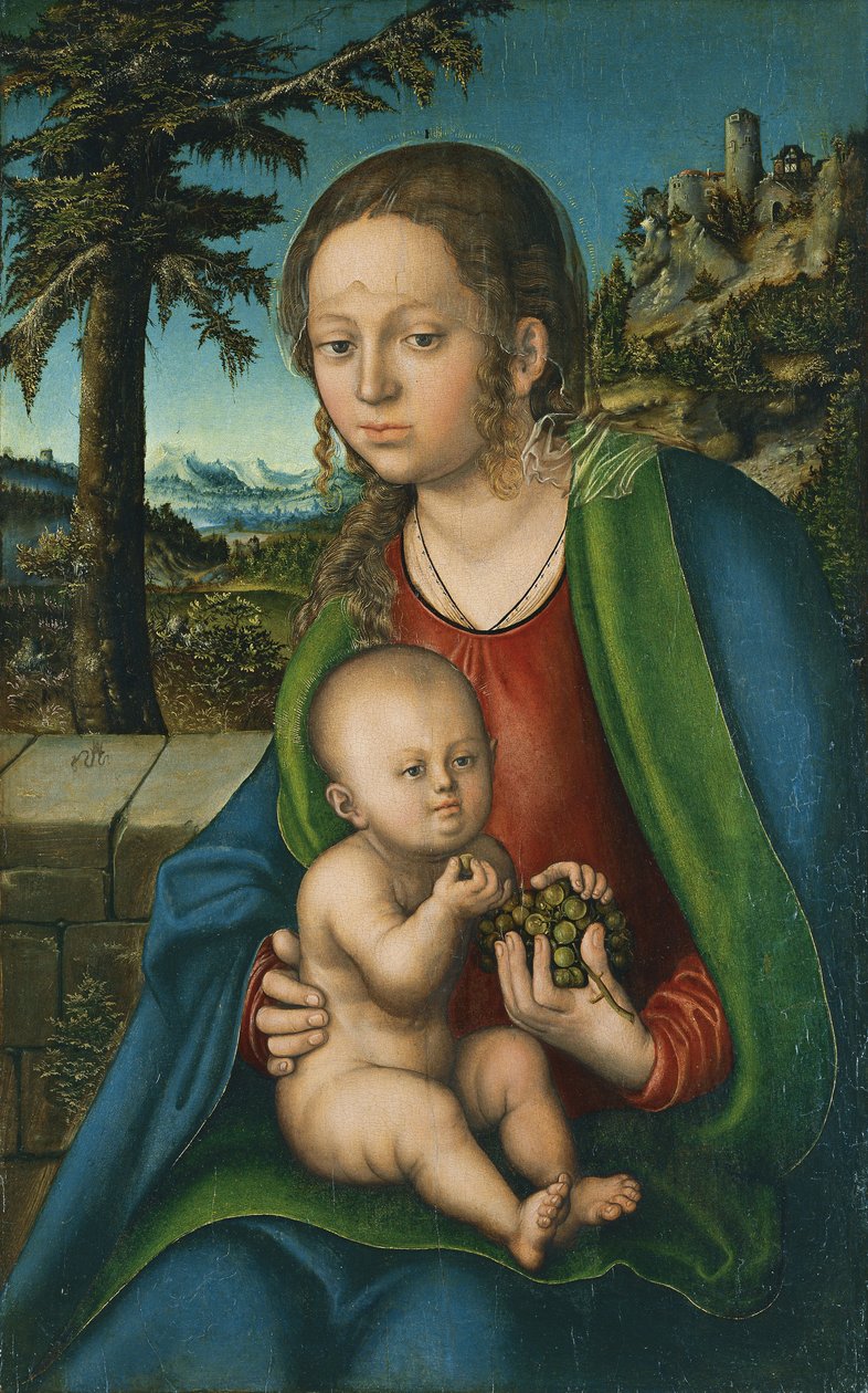 Niemiecki: Madonna mit Kind und Trauben Dziewica z Dzieciątkiem i kiścią winogron autorstwa Lucas Cranach the Elder