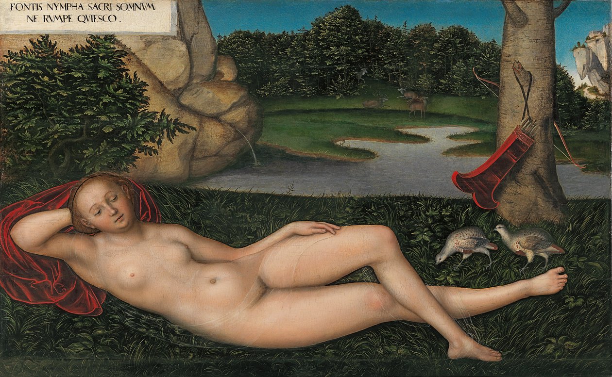 Niemiecki:  Quellnymphe Nimfa przy fontannie autorstwa Lucas Cranach the Elder
