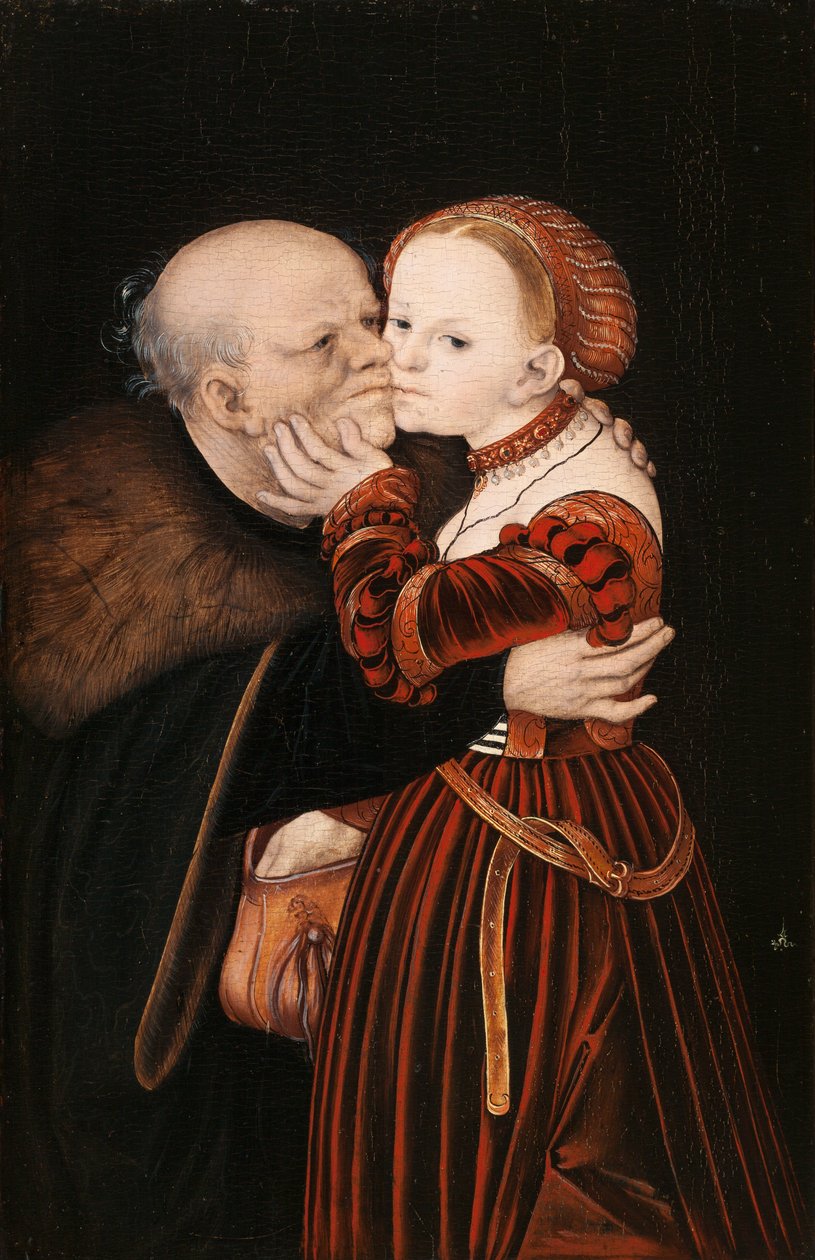 Niemiecki: Ungleiches Paar / Der alte Narr Źle dobrani kochankowie / Stary głupiec autorstwa Lucas Cranach the Elder