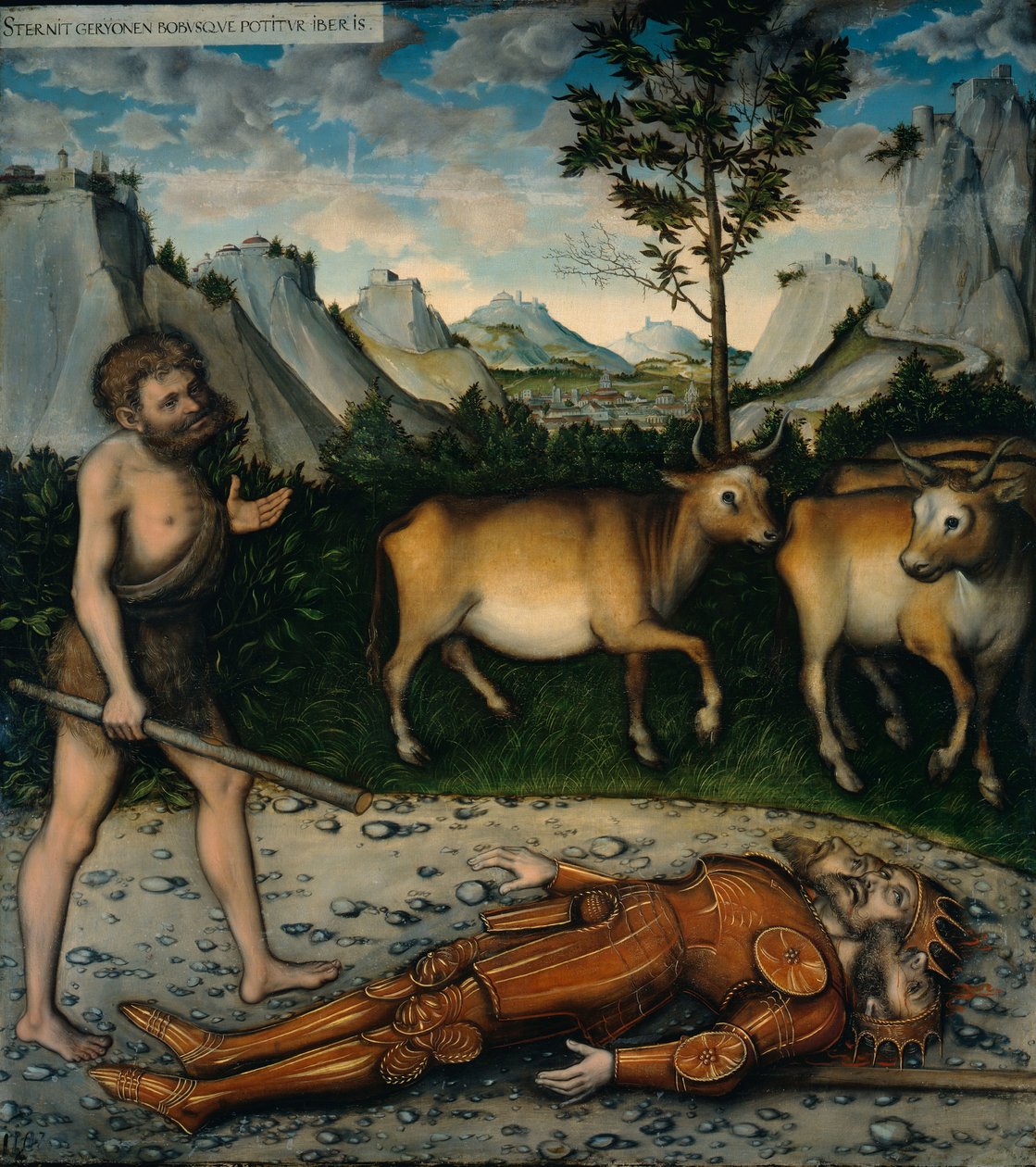 Herkules i bydło Geryones z prac Herkulesa autorstwa Lucas Cranach the Elder