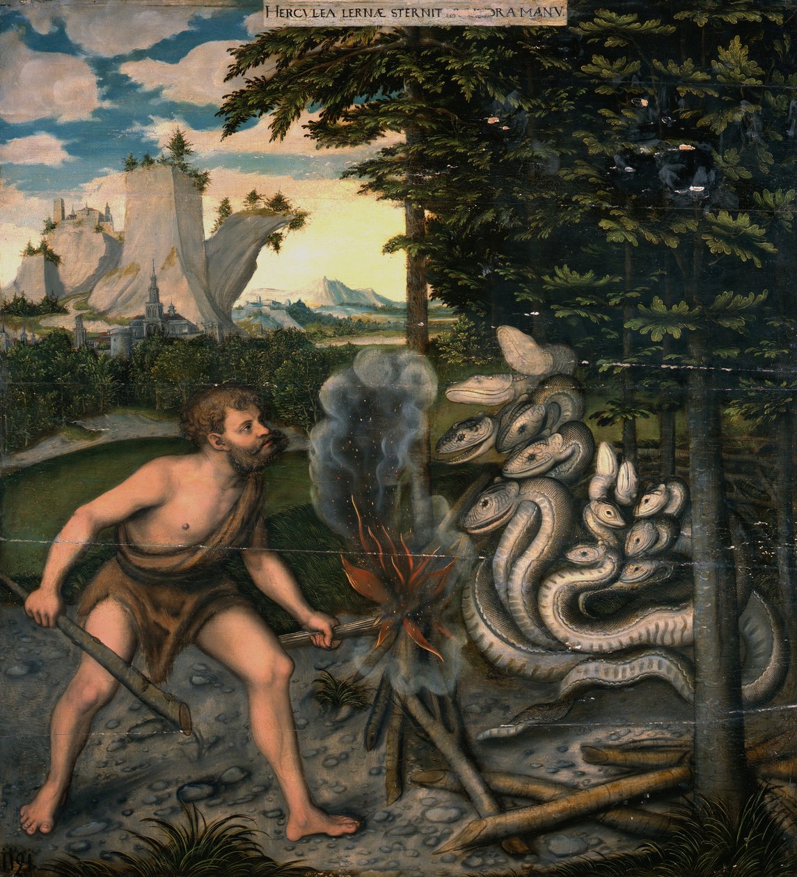Herkules i Hydra Lernejska z prac Herkulesa autorstwa Lucas Cranach the Elder