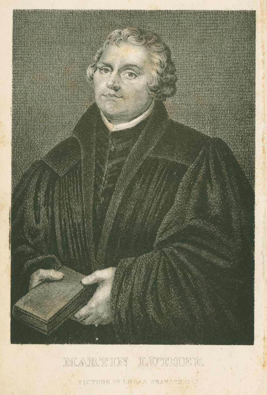 Marcin Luter, litografia autorstwa Jamesa Webera (ok. 1824-86), ok. 1850 r. autorstwa Lucas Cranach the Elder