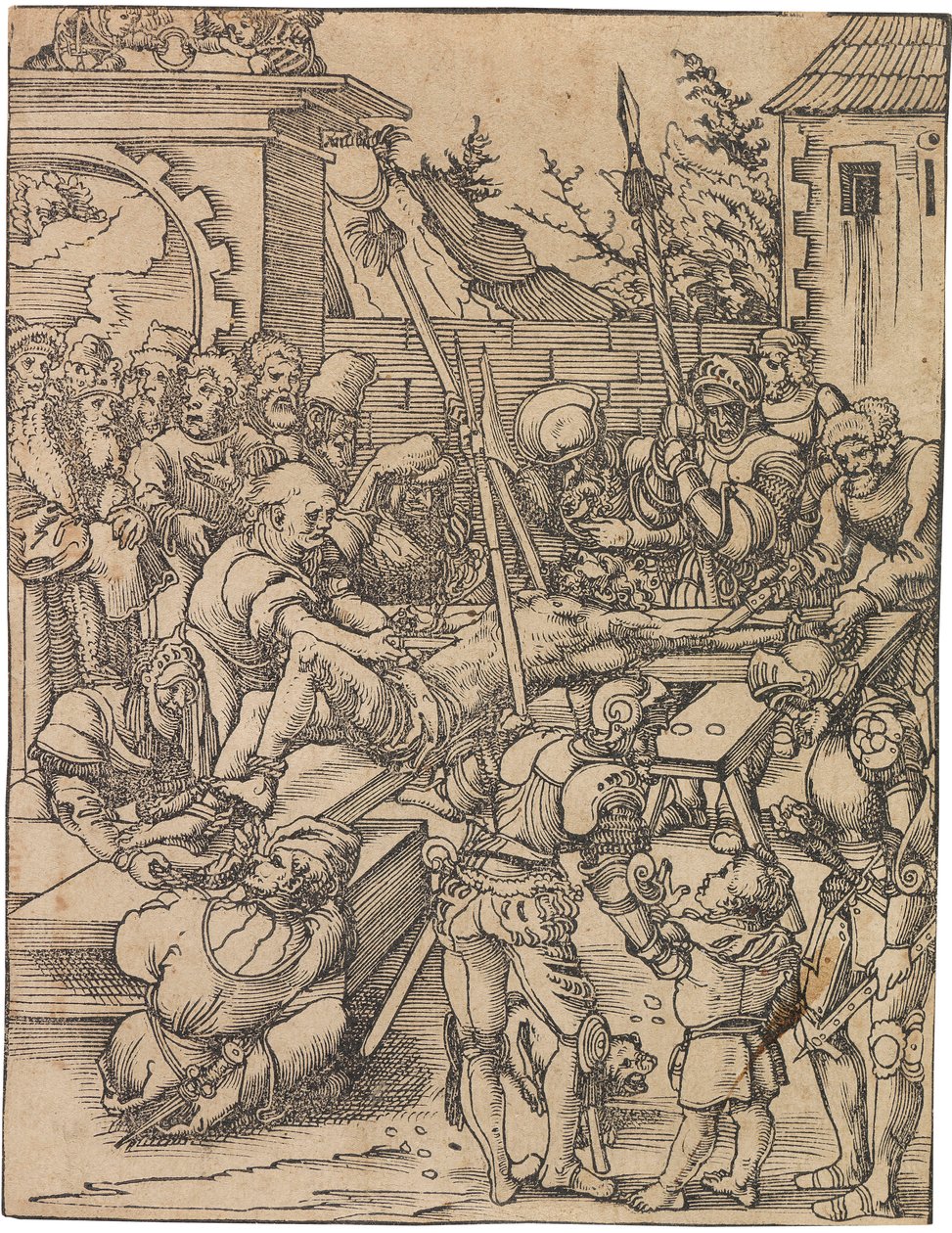 Męczeństwo św. Bartłomieja. Z cyklu Męczeństwo Dwunastu Apostołów, ok. godz. 1520. autorstwa Lucas Cranach the Elder