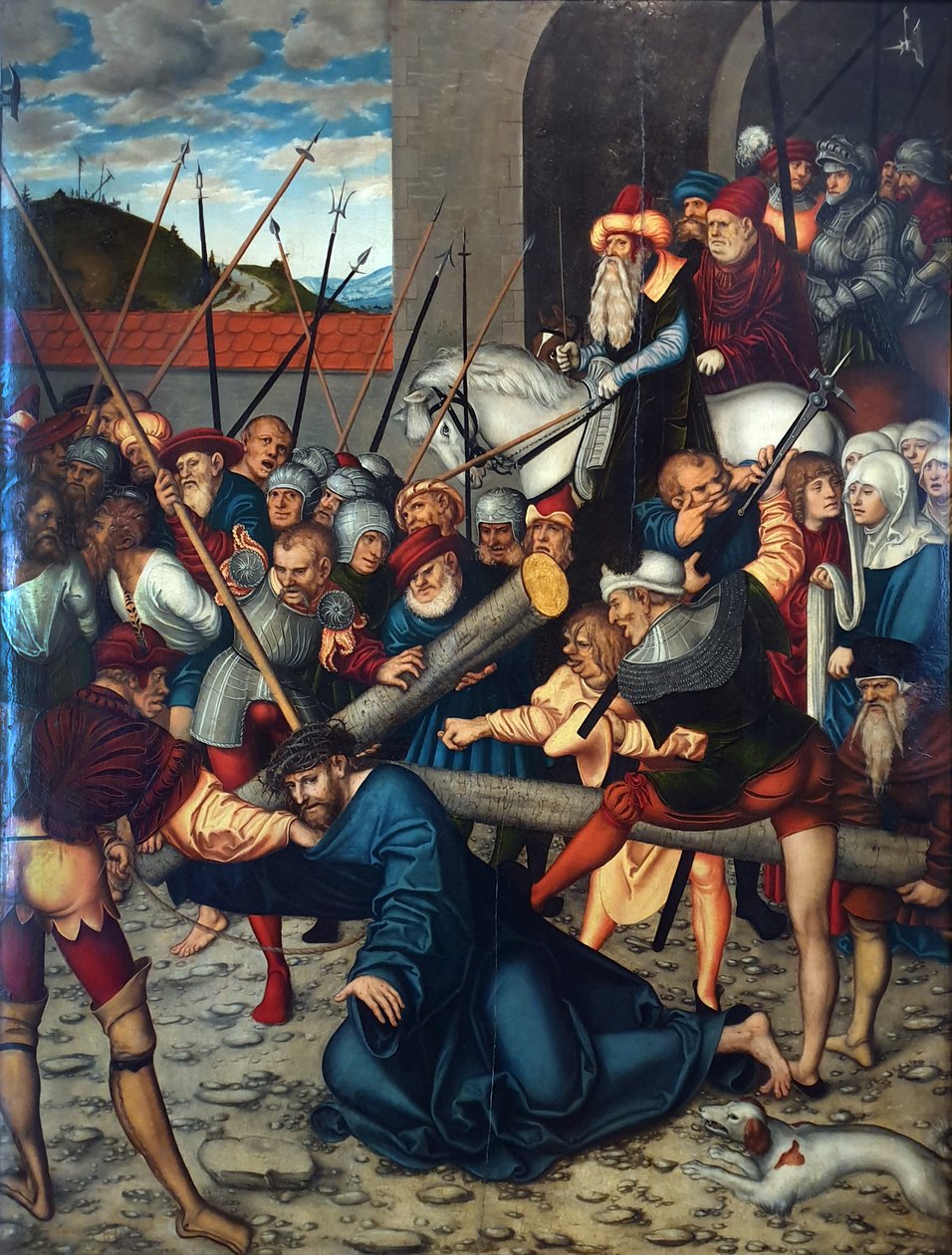 Cykl Męki Pańskiej - Chrystus niosący krzyż autorstwa Lucas Cranach the Elder