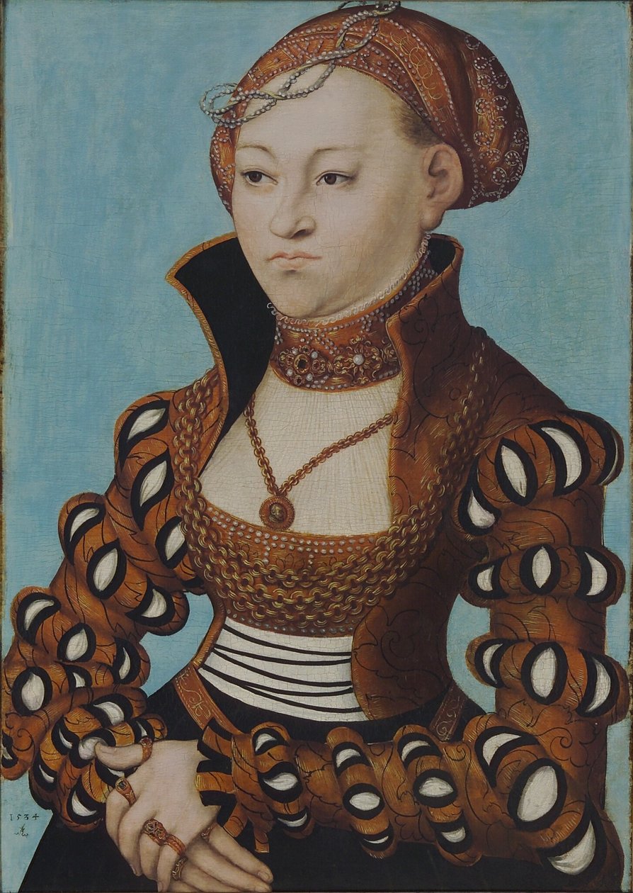 Portret księżniczki Marii z Saksonii z koroną ślubną autorstwa Lucas Cranach the Elder