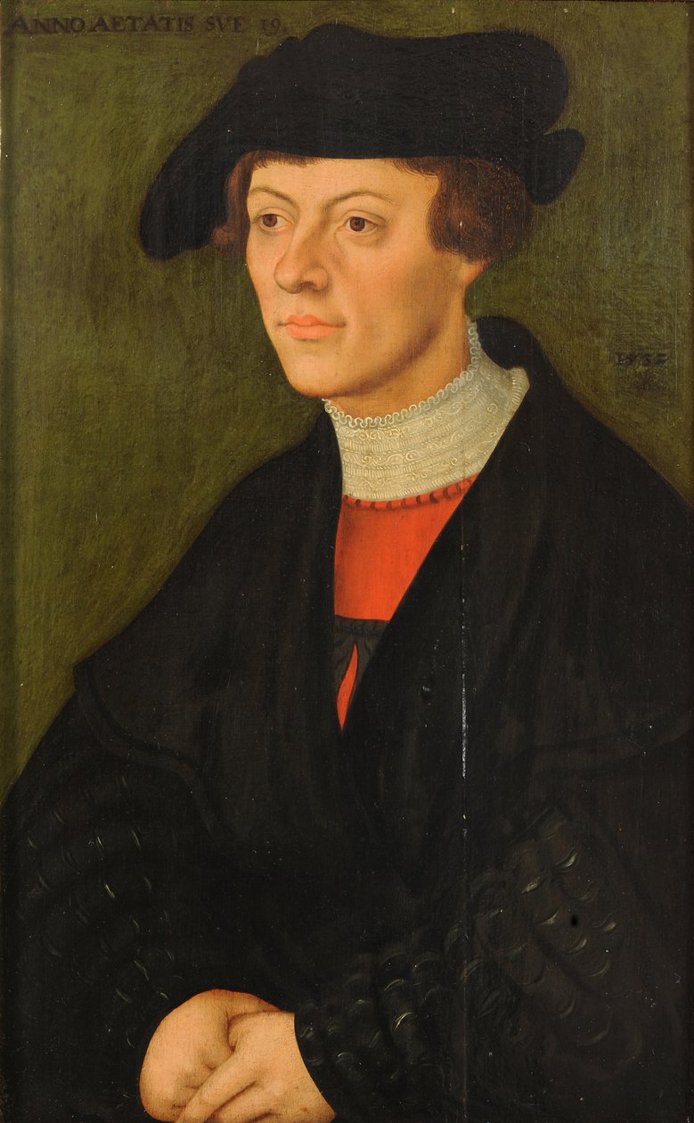 Portret 19-letniego młodzieńca w czarnych ubraniach autorstwa Lucas Cranach the Elder
