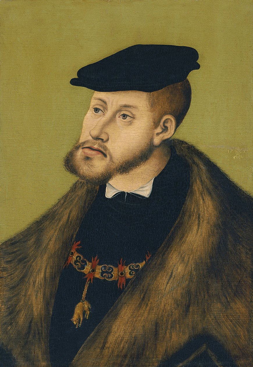 Portret cesarza Karola V 1500-1558, 1533 autorstwa Lucas Cranach the Elder