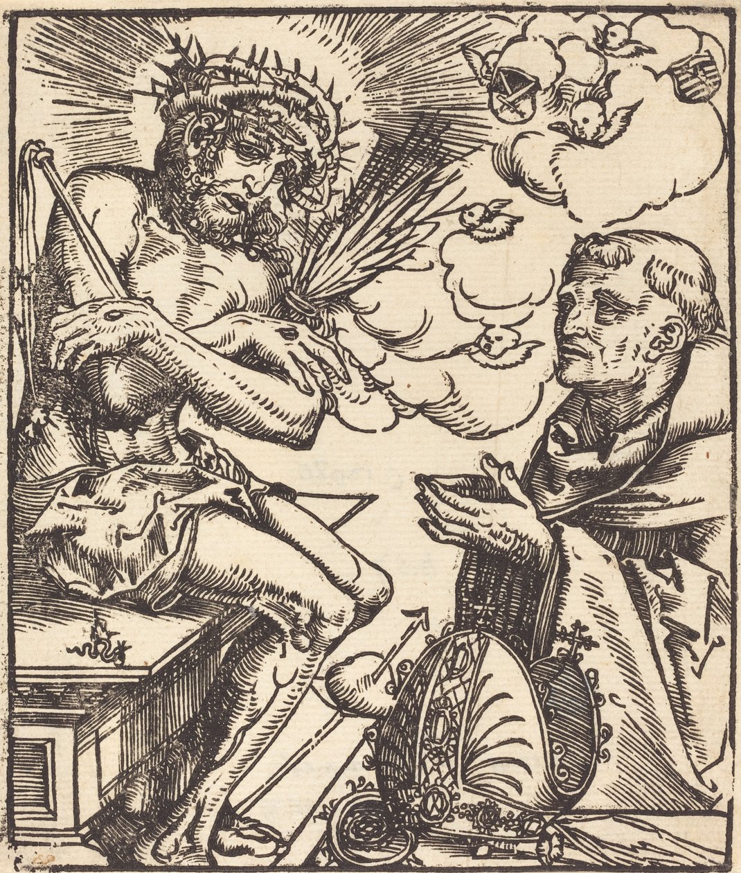 Św. Bernard adorujący Męża Boleści autorstwa Lucas Cranach the Elder