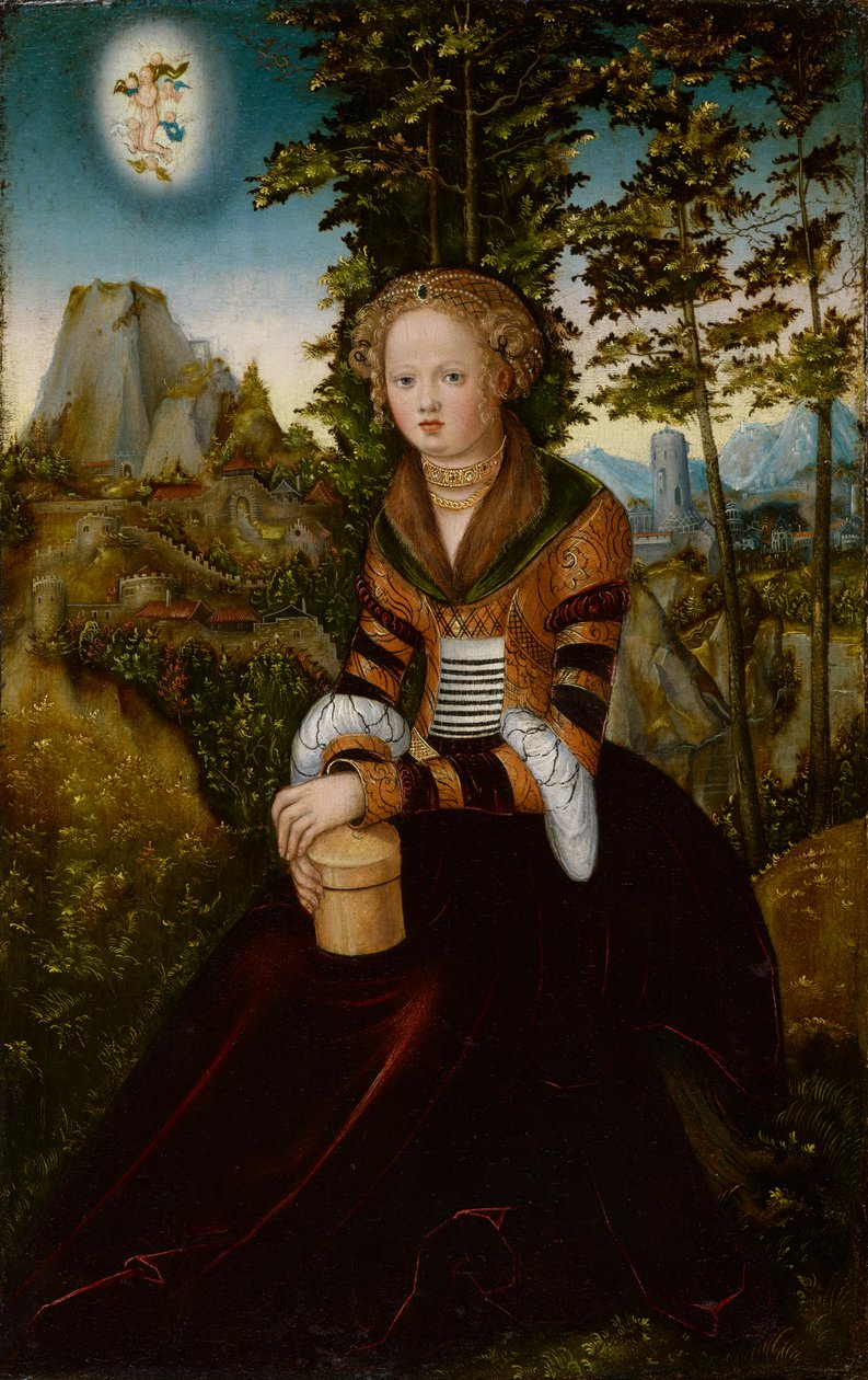 Magdalena siedząca przed drzewem autorstwa Lucas Cranach the Elder