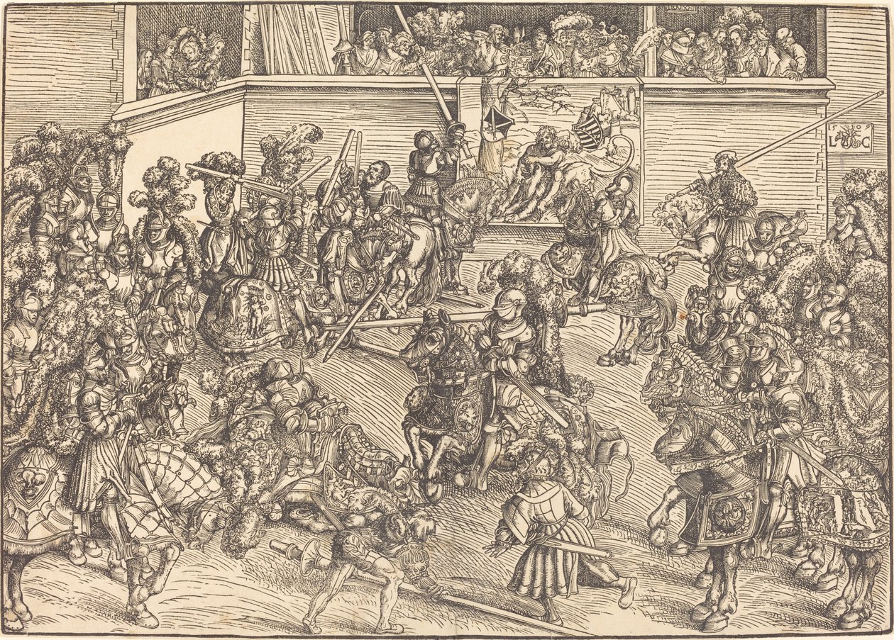 Drugi Turniej z Gobelinem Samsona i Lwa autorstwa Lucas Cranach the Elder