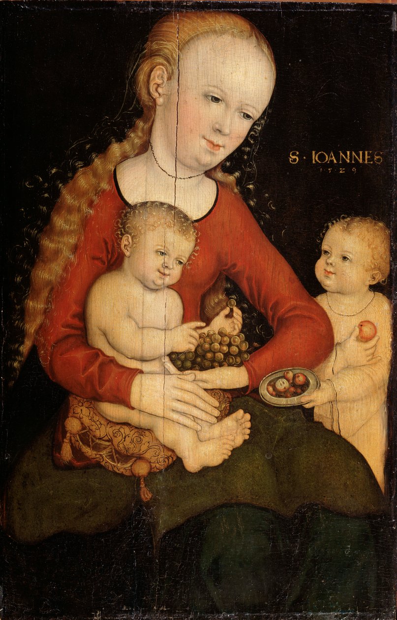 Dziewica i dziecko z Janem Chrzcicielem jako chłopiec”. autorstwa Lucas Cranach the Elder