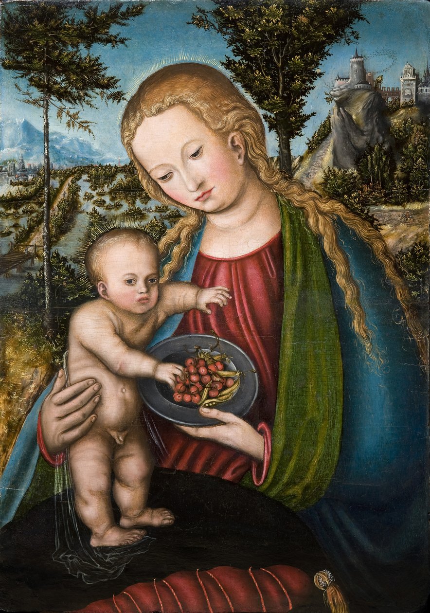 Dziewica z wiśniami, ok. 1506 autorstwa Lucas Cranach the Elder