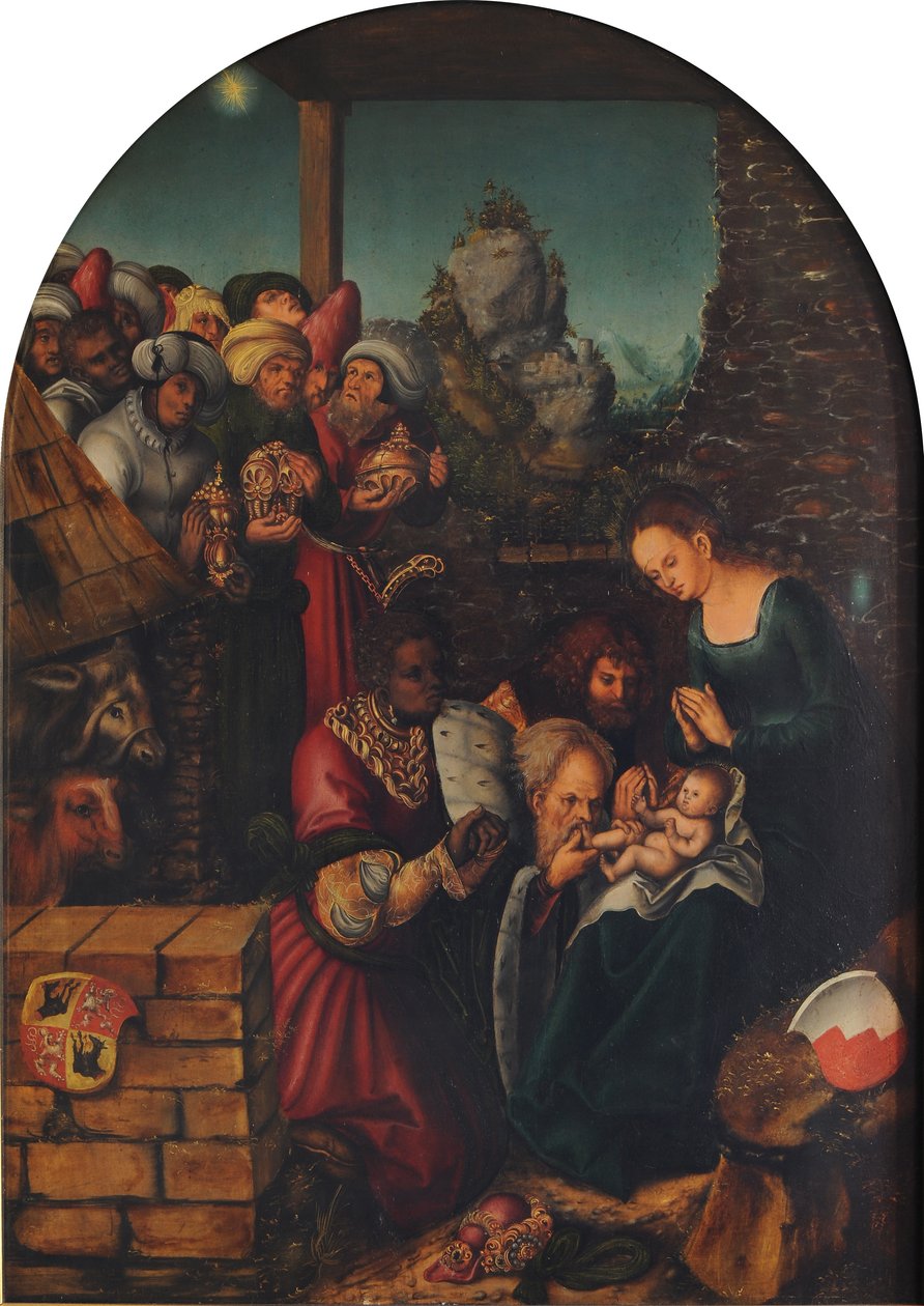 Niemiecki: Die Anbetung der Heiligen Drei Könige Pokłon Trzech Króli autorstwa Lucas Cranach the Elder and workshop