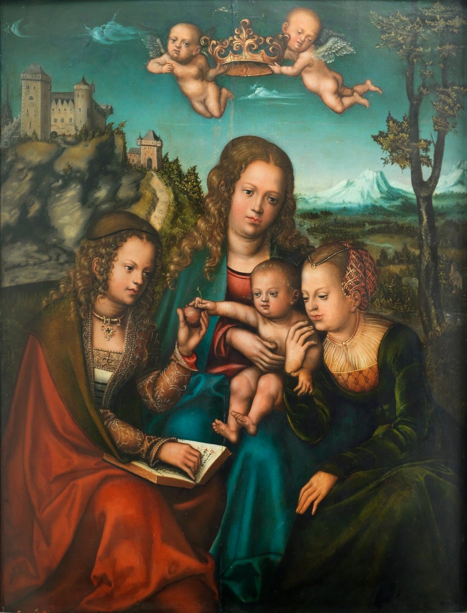 Niemiecki: Madonna między dwiema świętymi kobietami - Prawem i Łaską autorstwa Lucas Cranach the Elder and workshop