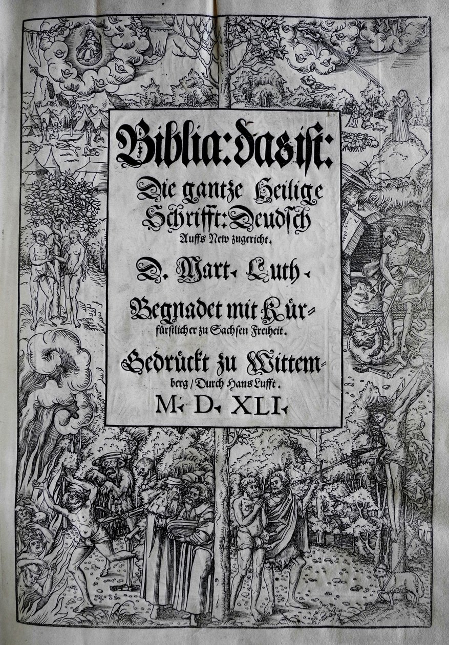 Projekt okładki Biblia autorstwa Marcina Lutra, 1541. autorstwa Lucas Cranach the Younger