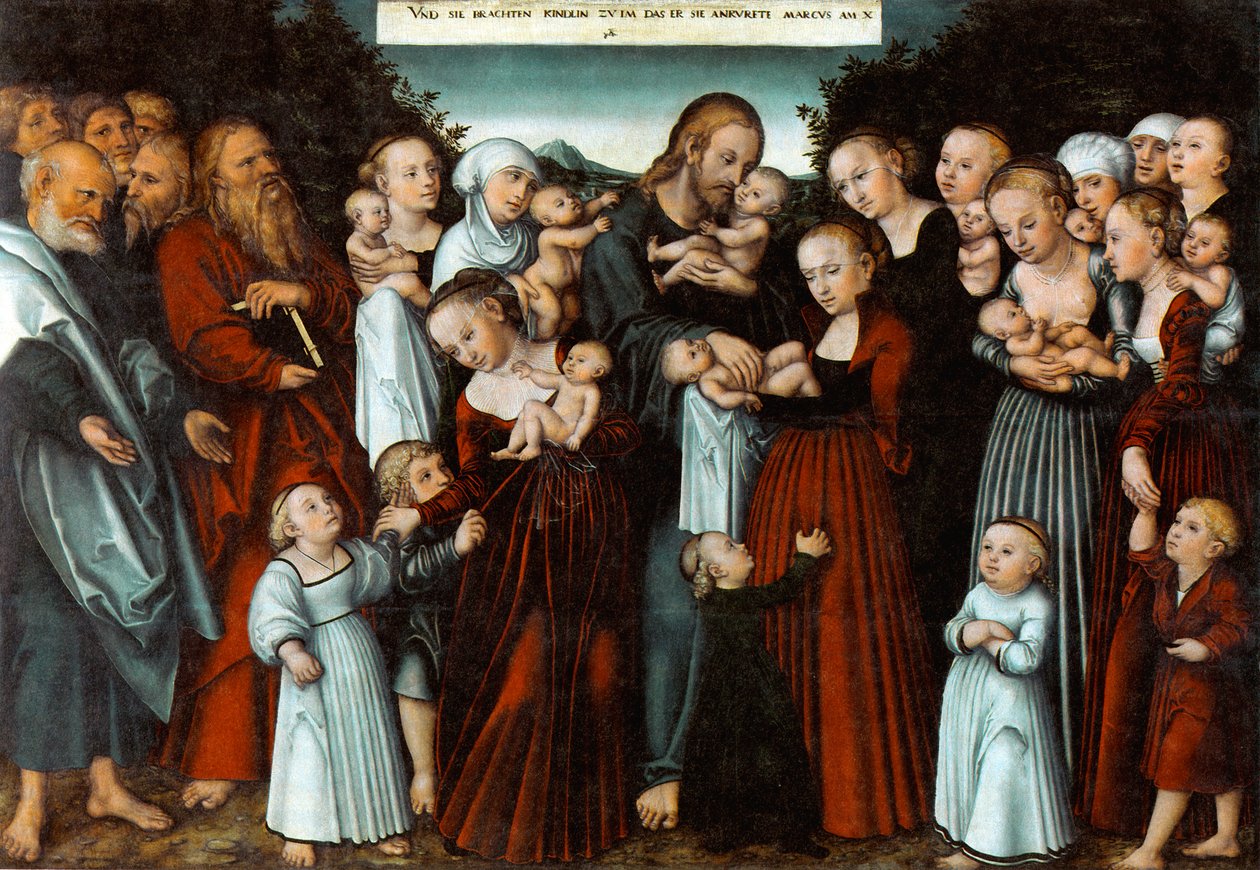 Niemiecki: Christus segnet die Kinder Chrystus błogosławiący dzieci autorstwa Lucas Cranach the Younger