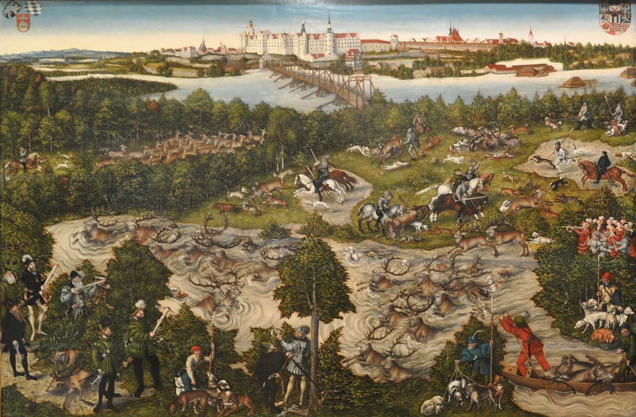 Niemiecki: Polowanie na jelenia elektora Johanna Friedricha Polowanie na jelenia Jana Fryderyka I, elektora Saksonii autorstwa Lucas Cranach the Younger