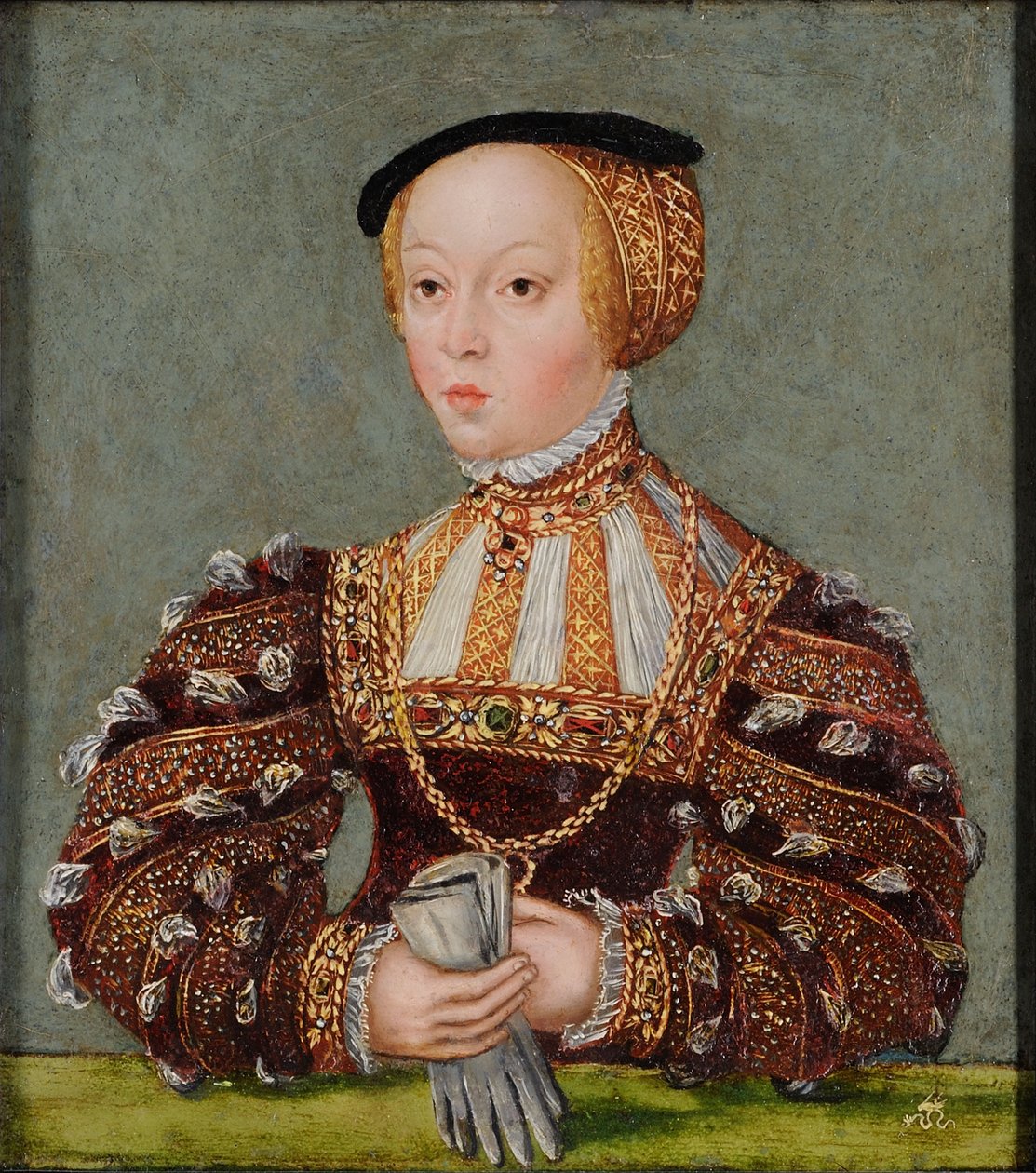 Polish: Portret Elżbiety Austriackiej Habsburg (1526–1545), I-szej żony Zygmunta Augusta Elizabeth of Austria autorstwa Lucas Cranach the Younger
