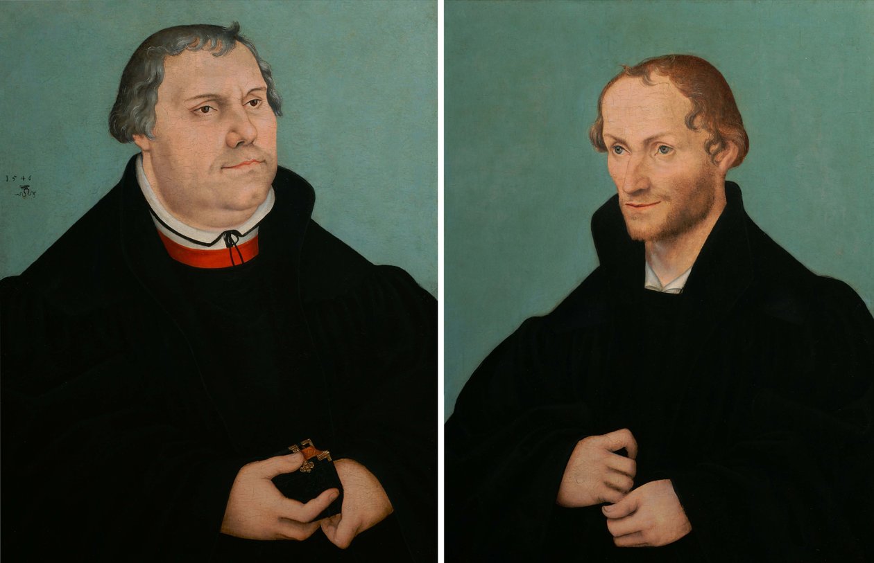 Portret Marcina Lutra amp; Portret Filipa Melanchtona autorstwa Lucas Cranach the Younger