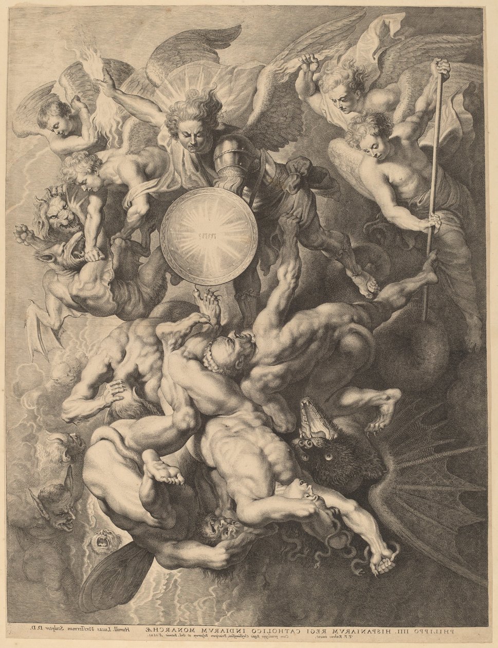 Upadek zbuntowanych aniołów autorstwa Lucas Emil Vorsterman after Sir Peter Paul Rubens