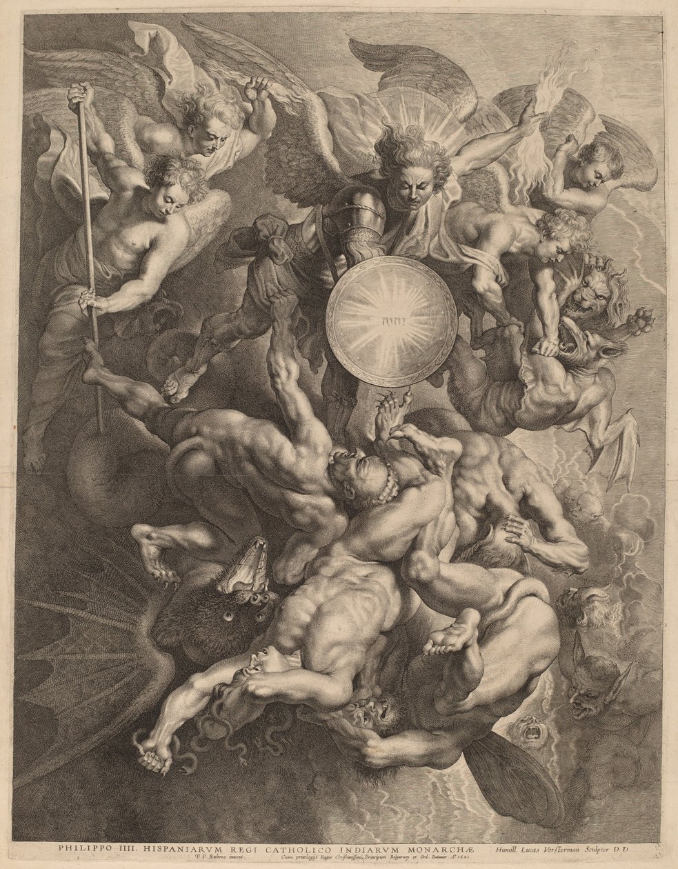 Upadek zbuntowanych aniołów autorstwa Lucas Emil Vorsterman after Sir Peter Paul Rubens