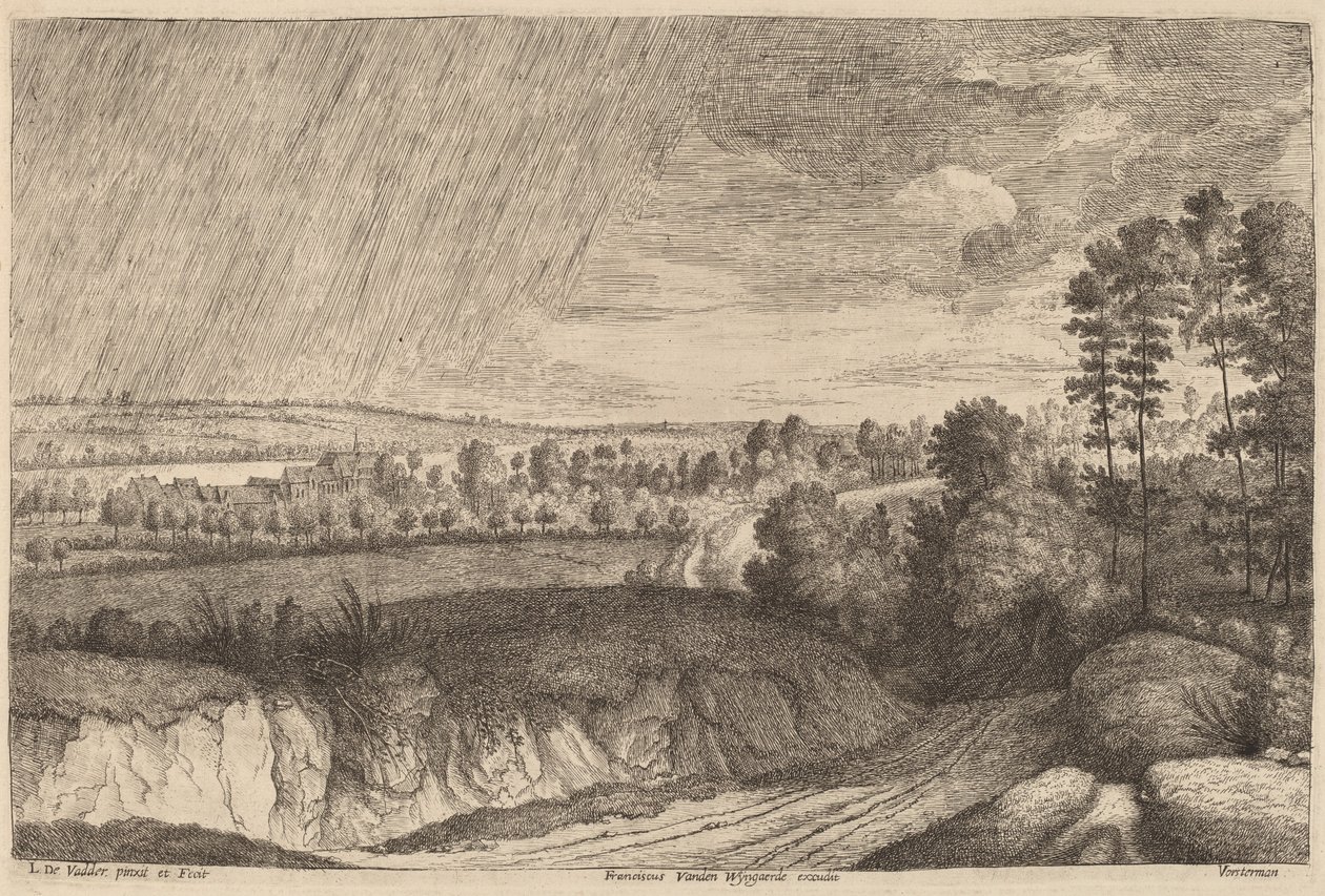 Deszczowy krajobraz autorstwa Lucas Emil Vosterman, after Lodewijk de Vadder