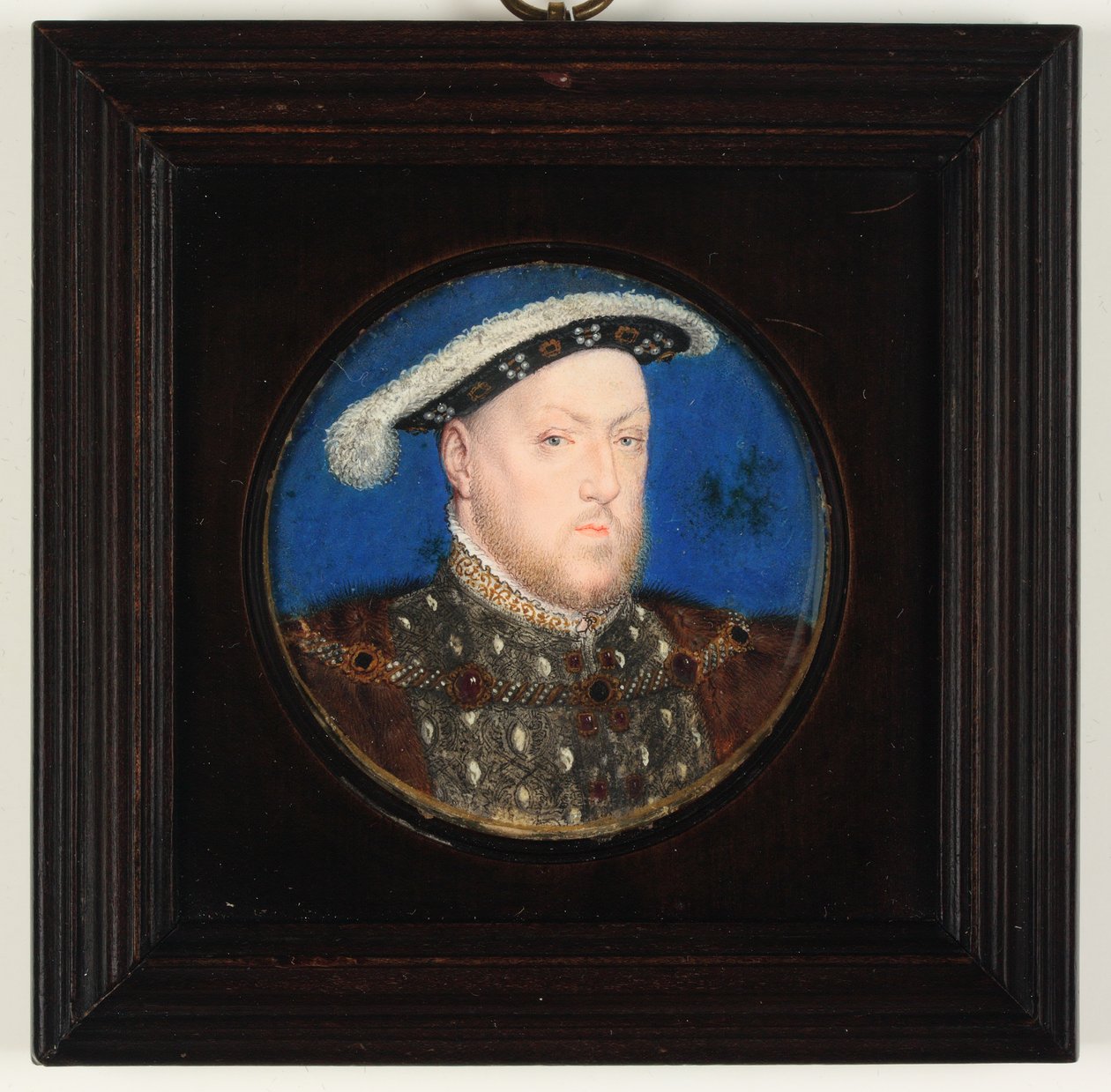 Król Henryk VIII w szarej sukni kielichowej i futrzanej (akwarela i body na welinie) autorstwa Lucas Horenbout or Hornebault