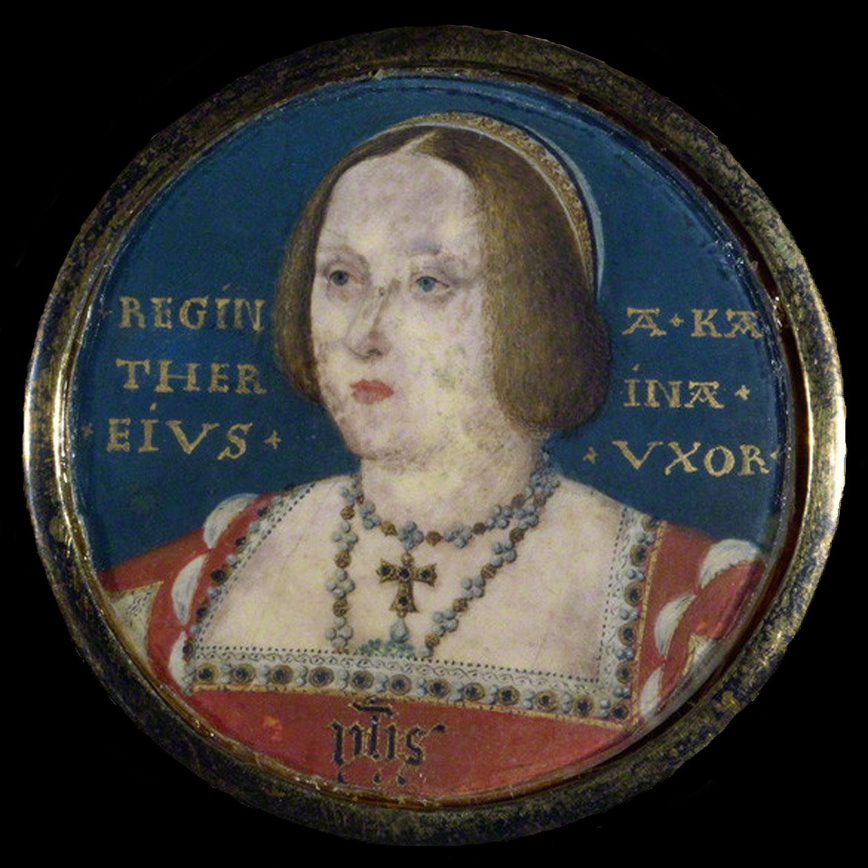 Portret królowej Katarzyny Aragońskiej 1485-1536, c. 1525 autorstwa Lucas Horenbout or Hornebault