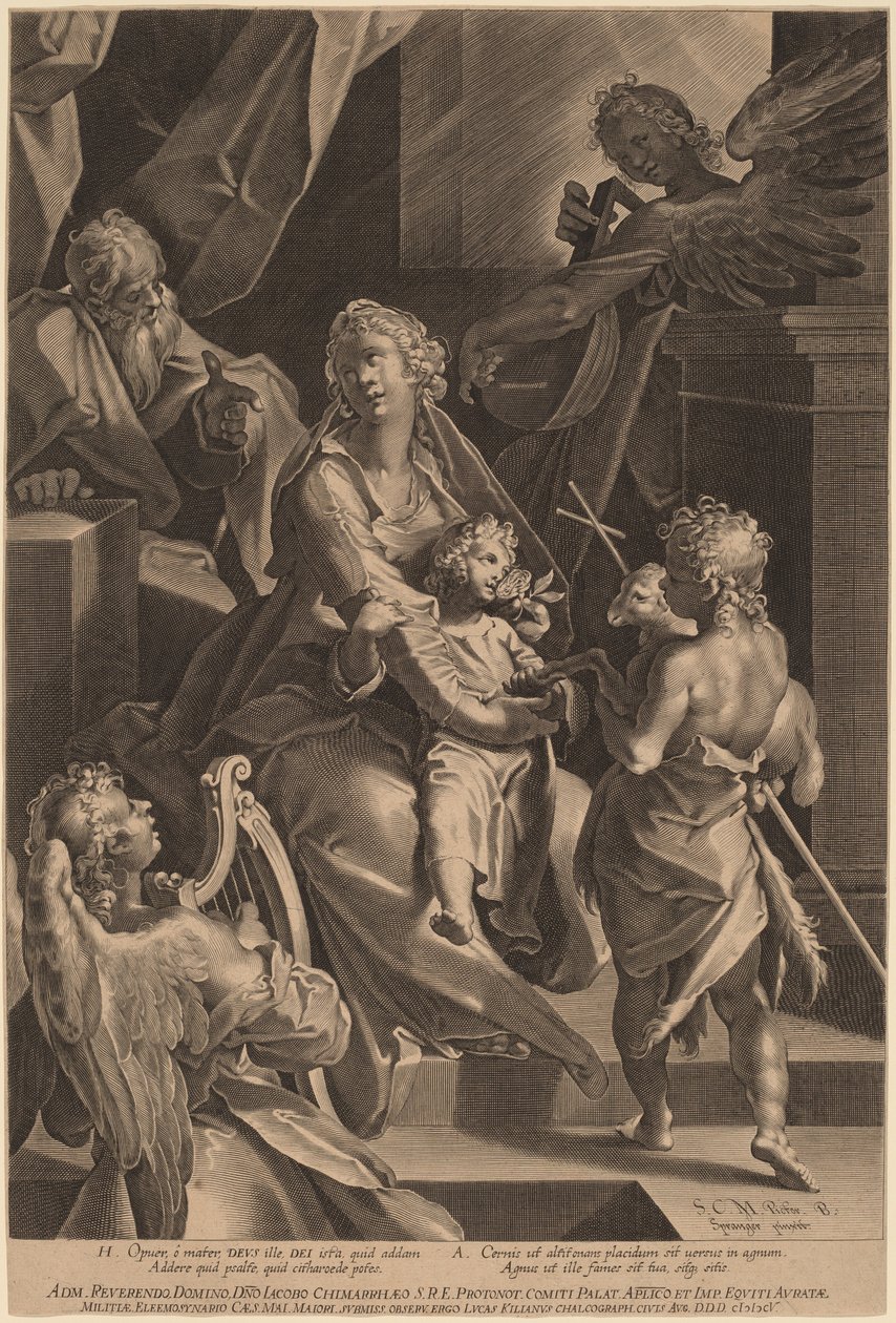 Święta Rodzina i Dwaj Aniołowie autorstwa Lucas Kilian, after Bartholomaeus Spranger