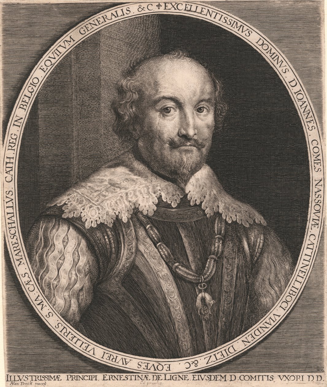 Wasza Ekscelencjo, D. John, hrabia Nassoui, Cattinelli Boci, Viaden Dietz i inni. Rycerz Złotych Vellierów. S.Ma. Kot. marszałek kat. Rej. w Belgii generał kawalerii i c. autorstwa Lucas Vorsterman