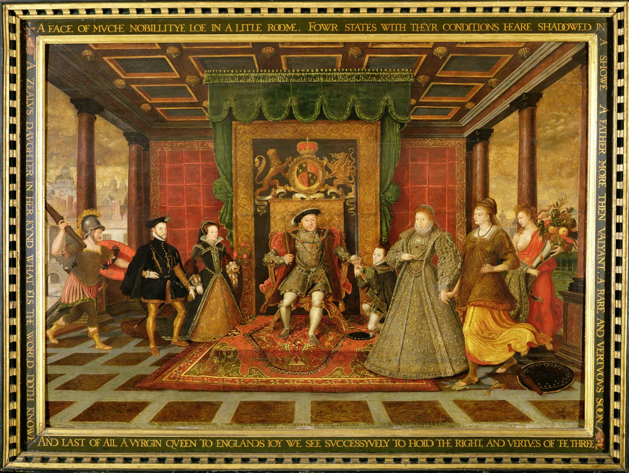 Rodzina Henryka VIII: Alegoria sukcesji Tudorów, ok. 1572 (olej na płycie) autorstwa Lucas de Heere